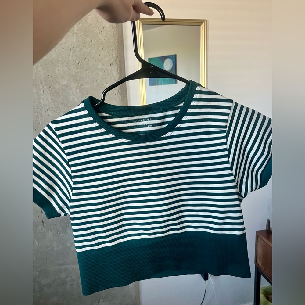 Striped Green Crop Top